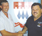 Kobus Reinecke (left) with Mr A Albert after the presentation.